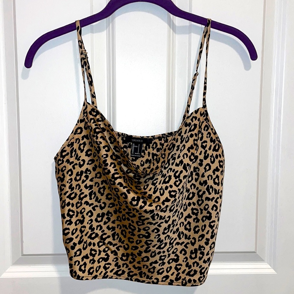 Cheetah Print Satin Tank Top